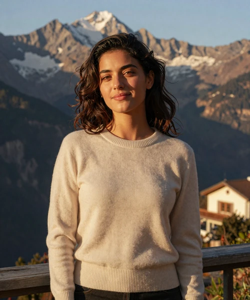 Elegant Andorran woman enjoying the scenic Pyrenean mountain views showcasing the natural beauty and sophistication of women from Andorra